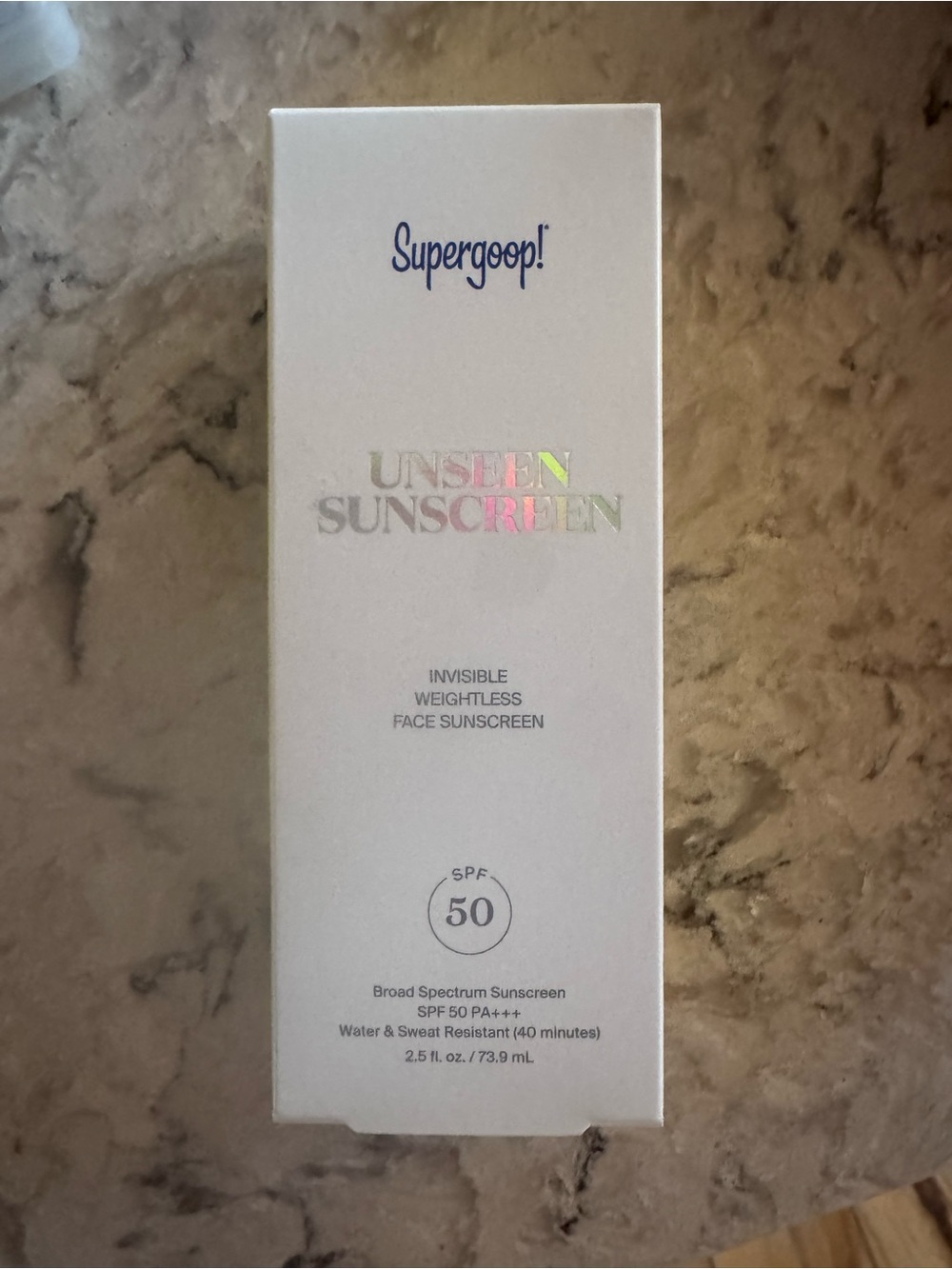 Supergoop! Unseen Sunscreen in White with Iridescent Logo